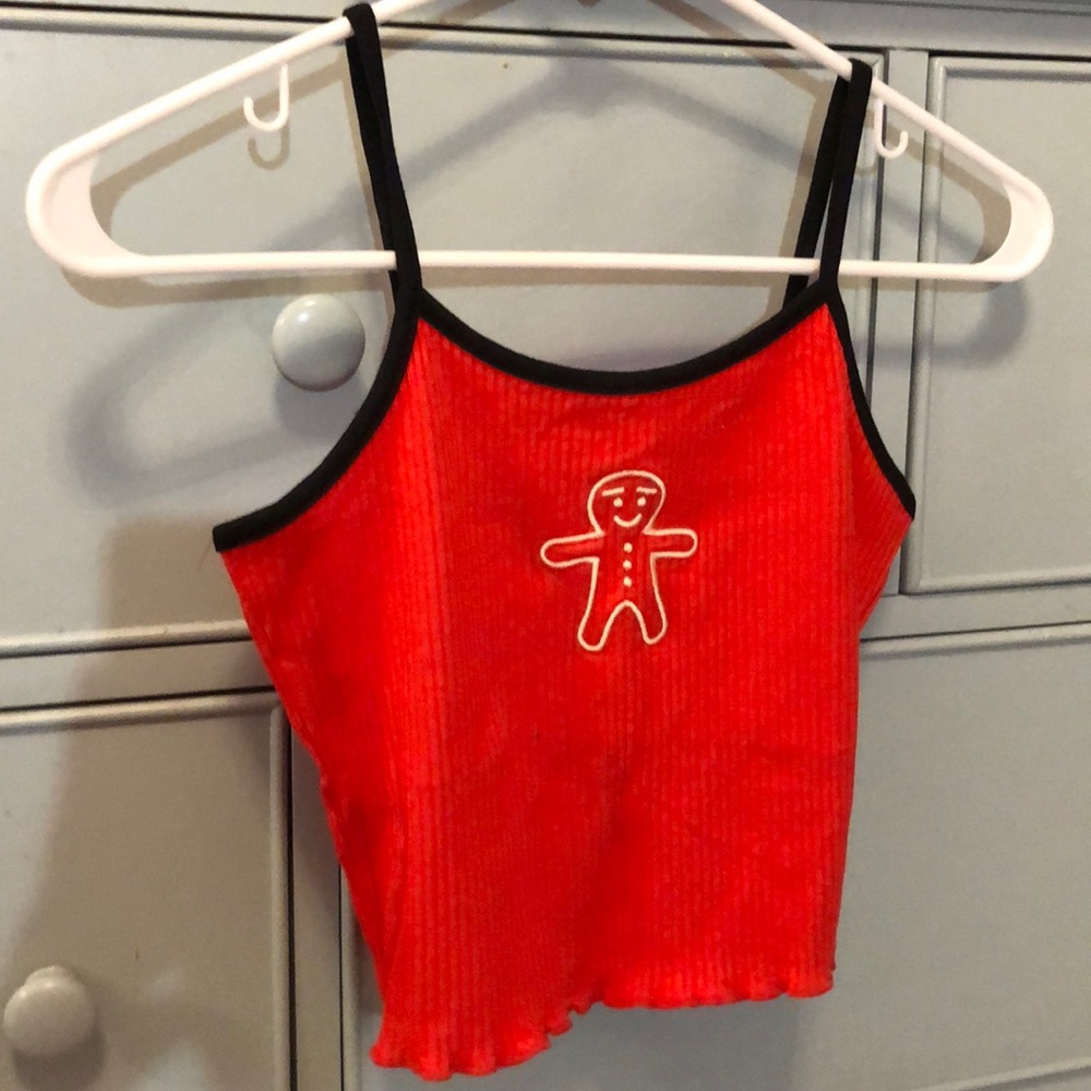 Red gingerbread man tank top